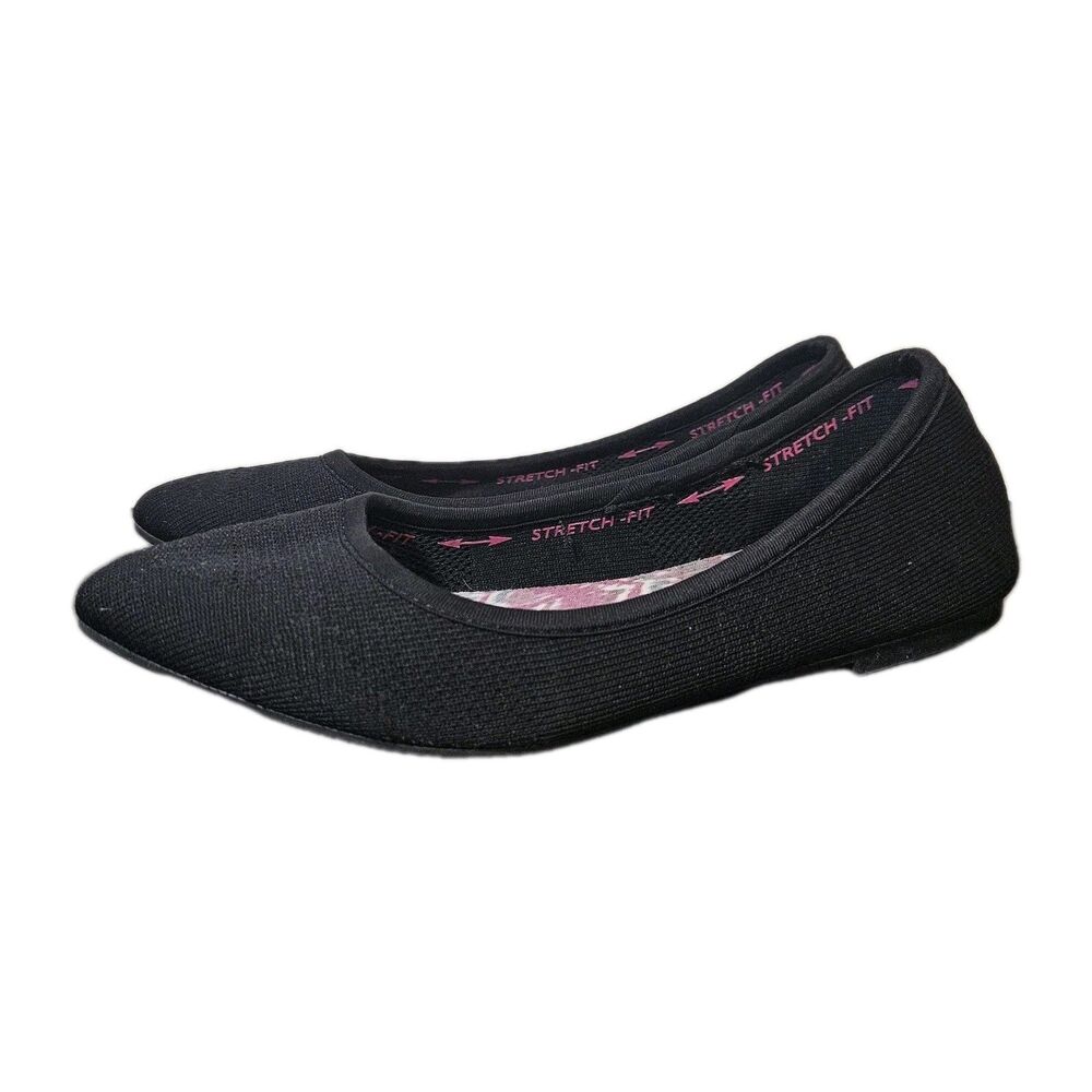 Skechers Womens Black Ballerina Flats Size 9 Air cooled Memory Foam Stretch Fit